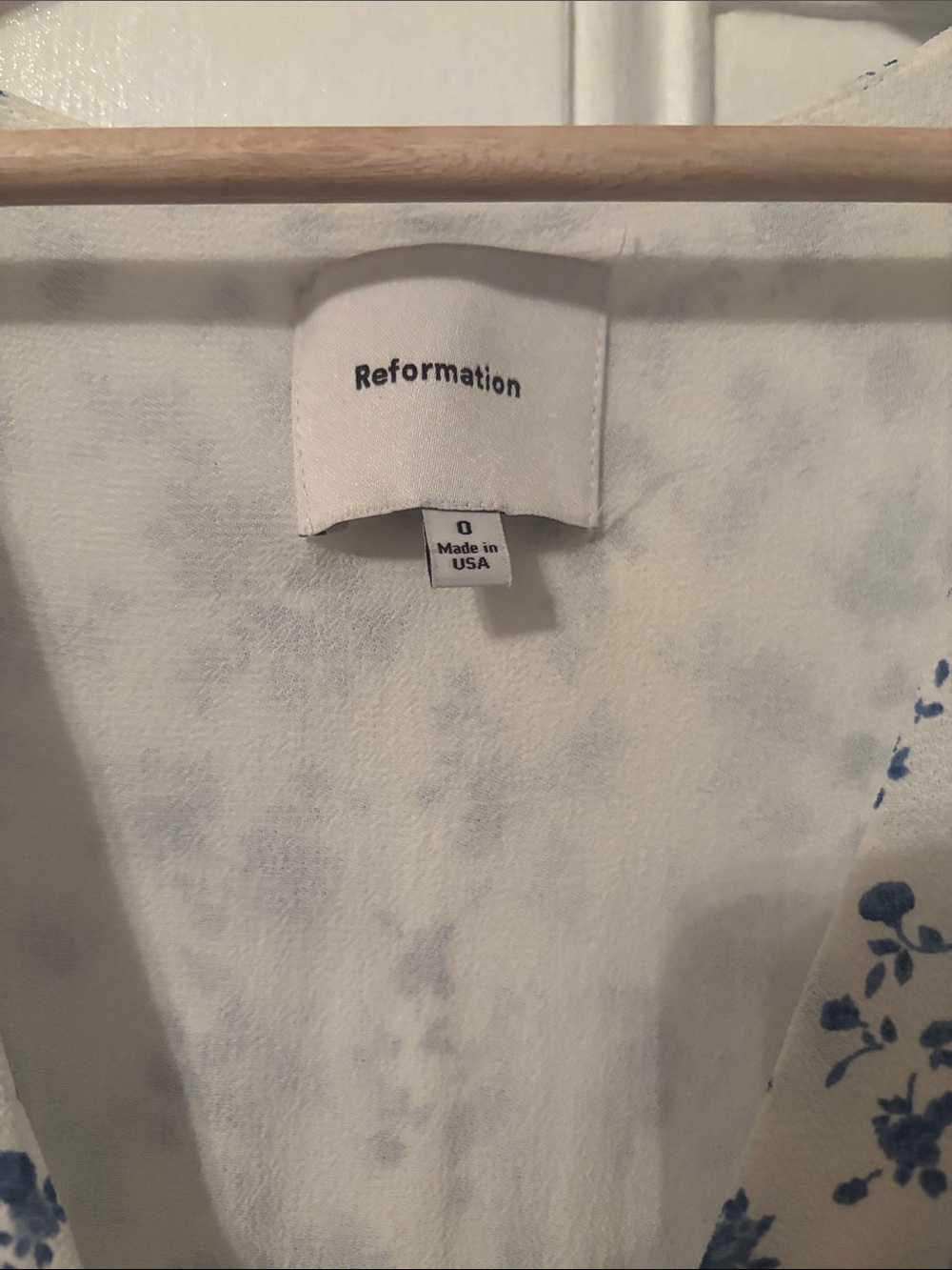 Reformation White Maxi Dress with Blue Floral Print - Picture 2 of 2